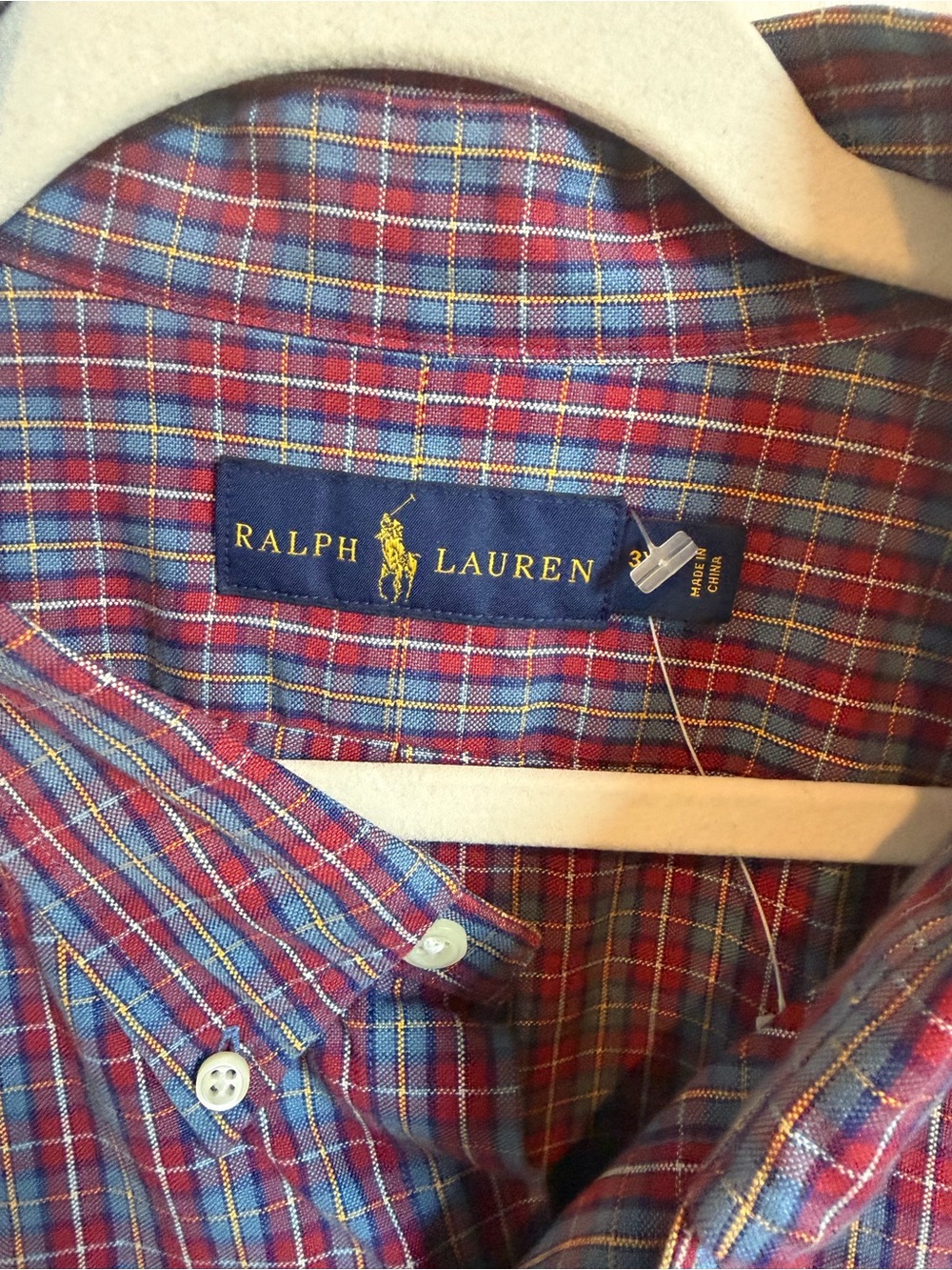 NWT Ralph Lauren Men’s Red & Blue Plaid Button-Down Shirt Size 3X - Picture 5 of 6